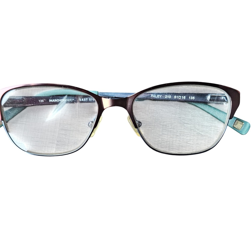 Marchon NYC Eyeglasses Women Burgundy Blue Paley 210 East Side Cat Eye